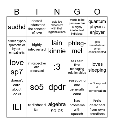 char's bingo ^_^ Bingo Card