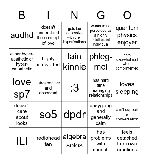 char's bingo ^_^ Bingo Card