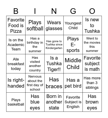 Tushka Bingo Card