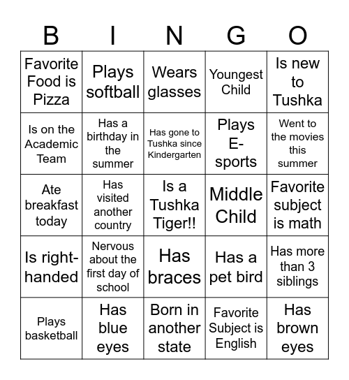 Tushka Bingo Card