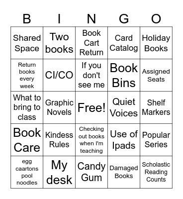 Library Guidelines Bingo Card