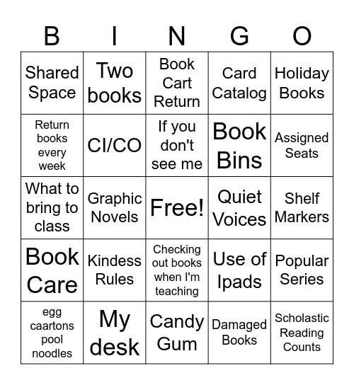 Library Guidelines Bingo Card