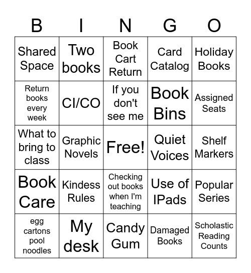 Library Guidelines Bingo Card