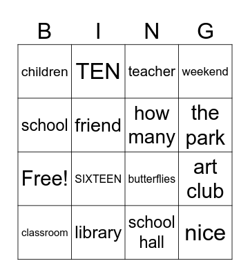 LISTENING PRACTICE Bingo Card