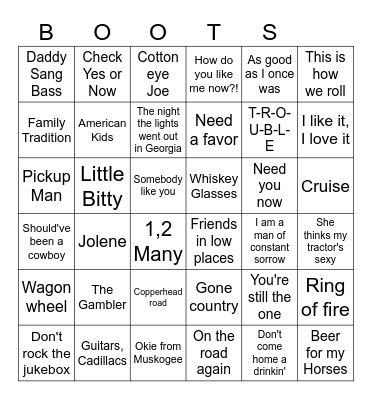Joe Knows Country! Bingo Card