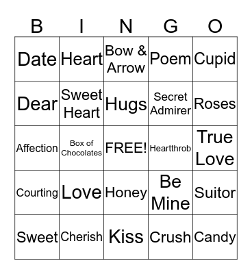 Valentines Day Bingo Card