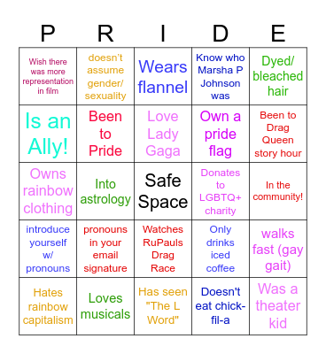 GayGo Bingo Card