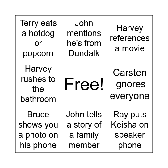 AWL Bingo Card