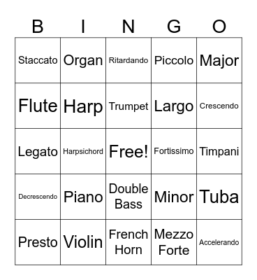 Music Bingo Card