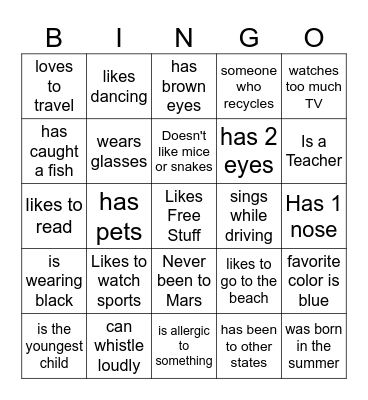 FIND SOMEONE WHO: Bingo Card