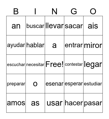 spanish bingo Card