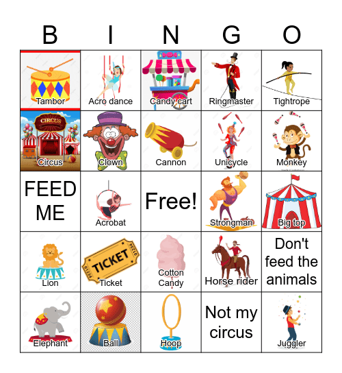 Circus Bingo Card