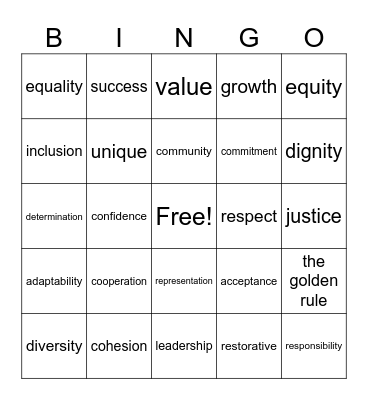 Vocabulary Bingo Card