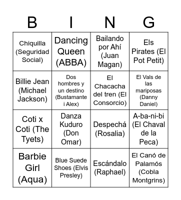 BINGO MUSICAL ALZINA 2023 Bingo Card