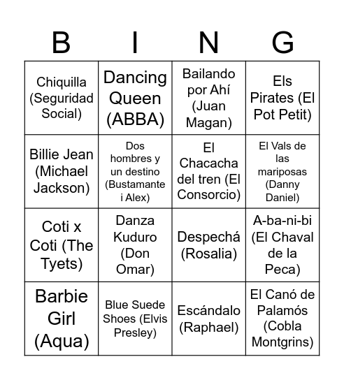 BINGO MUSICAL ALZINA 2023 Bingo Card