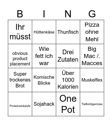 Instagram foodys Bingo Card