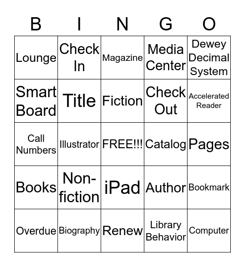 Library Bingo Card