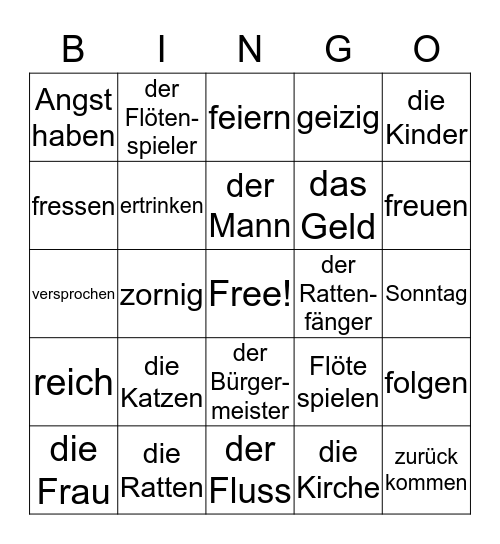 der Rattenfänger von Hameln Bingo Card