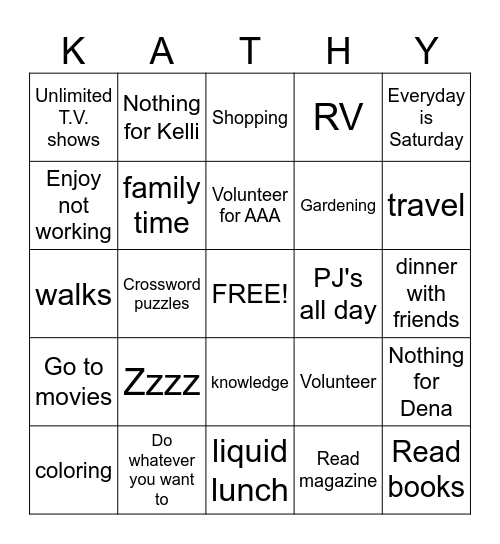 RETIREMENT Bingo Card