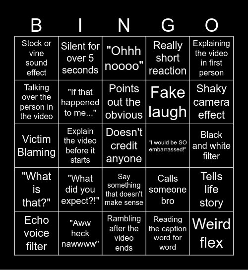 Ssniperwolf Bingo Card