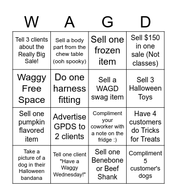 WAGD Bingo Card