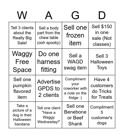 WAGD Bingo Card