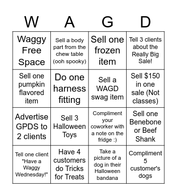 WAGD Bingo Card