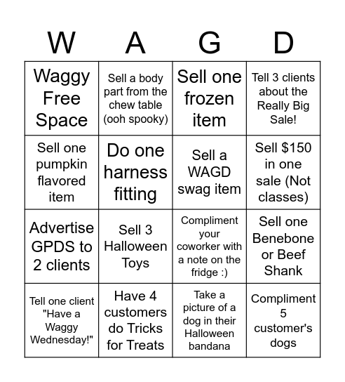 WAGD Bingo Card