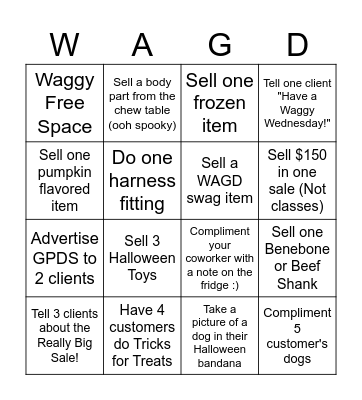 WAGD Bingo Card