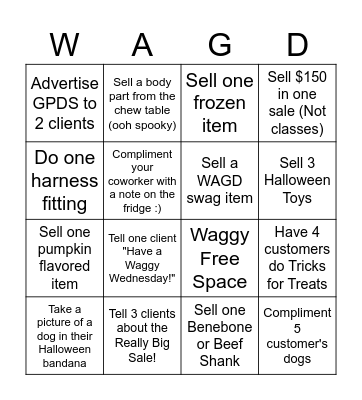 WAGD Bingo Card