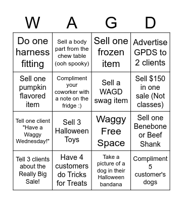 WAGD Bingo Card