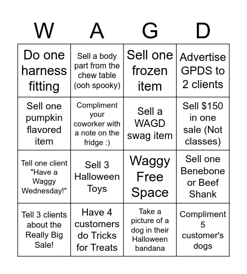 WAGD Bingo Card