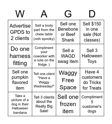 WAGD Bingo Card