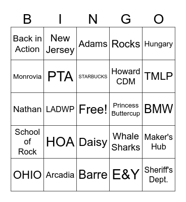 August 13th Glass Blowing Party Bingo Card
