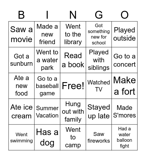 Get to know you Bingo Card