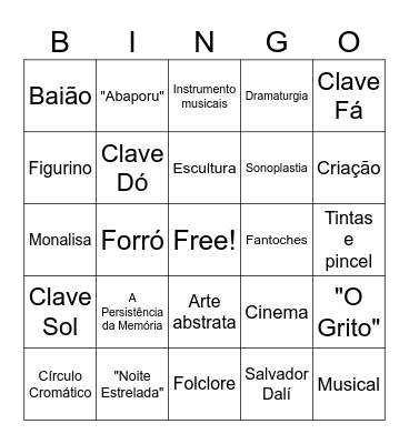 Bingo de Arte Bingo Card