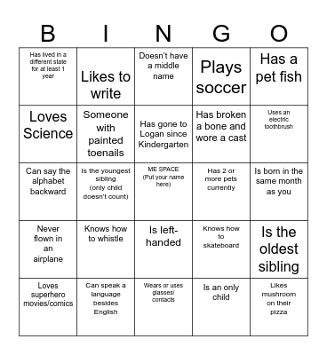 Get-To-Know-You BINGO Card