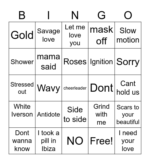 music.ly hits ??? Bingo Card