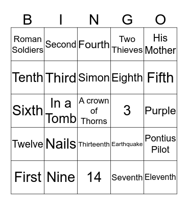 Stations of the Cross Bingo Card