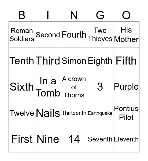 Stations of the Cross Bingo Card