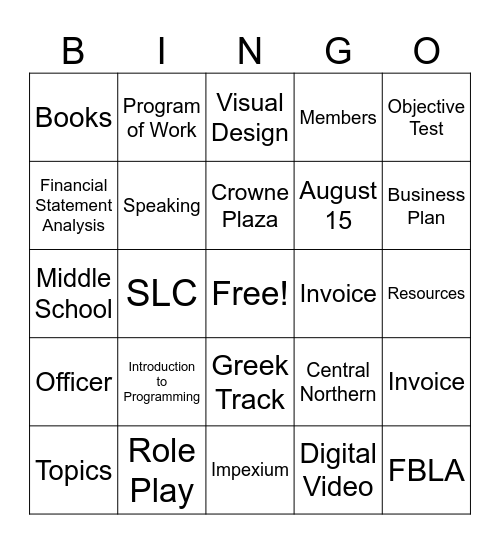 FBLA Bingo Card