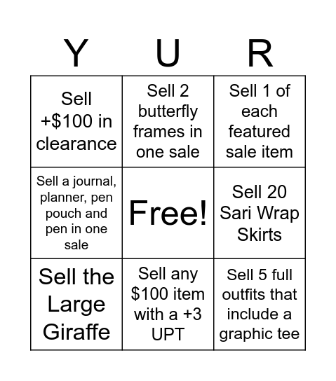 Shaddai's Bingo Card