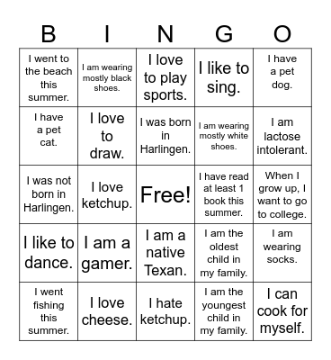 ICE BREAKER Bingo Card