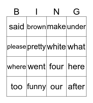 kaylee bingo 1 & 2 Bingo Card
