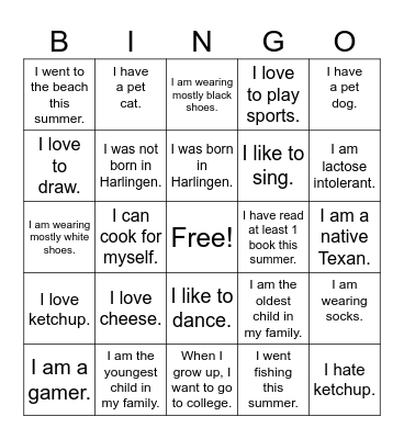 ICE BREAKER Bingo Card