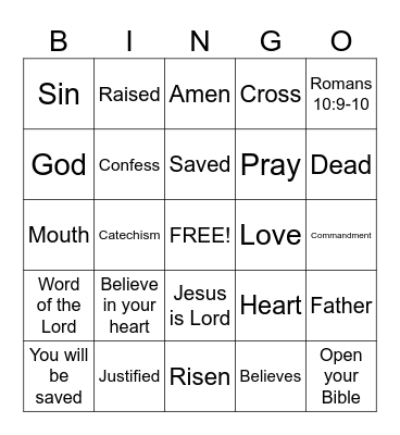 The Roman Road Bingo Card