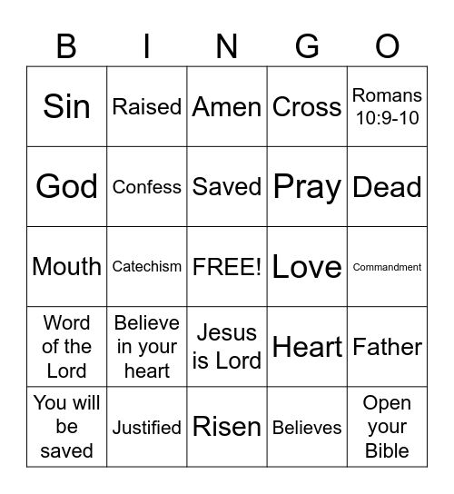 The Roman Road Bingo Card