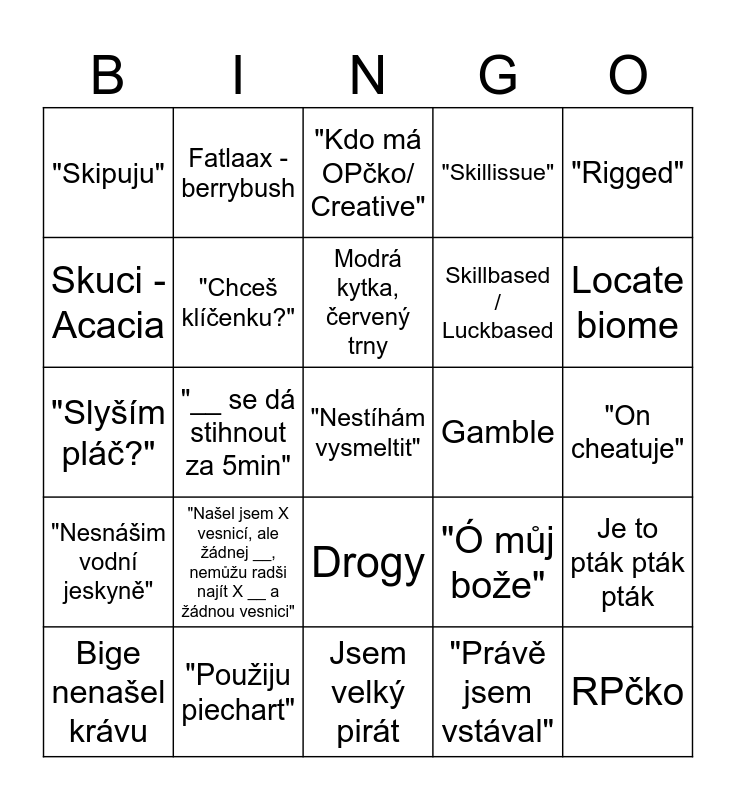 Item/Block shuffle - MarweX Bingo Card