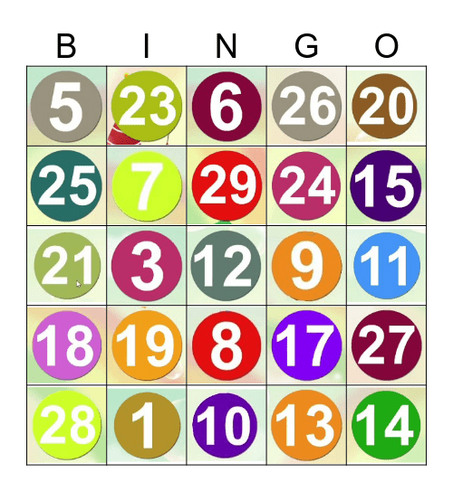 Números 1-30 Bingo Card