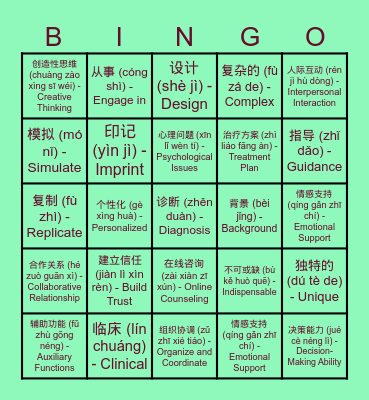 什么工作不会被ＡＩ取代 Bingo Card